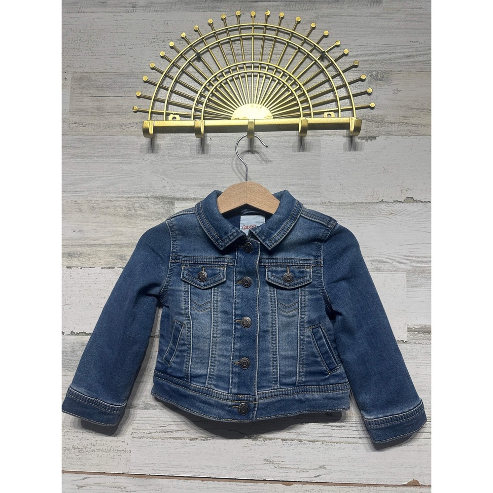 Cat & Jack Denim Jacket Girls 18M Blue Medium Wash Trucker EUC